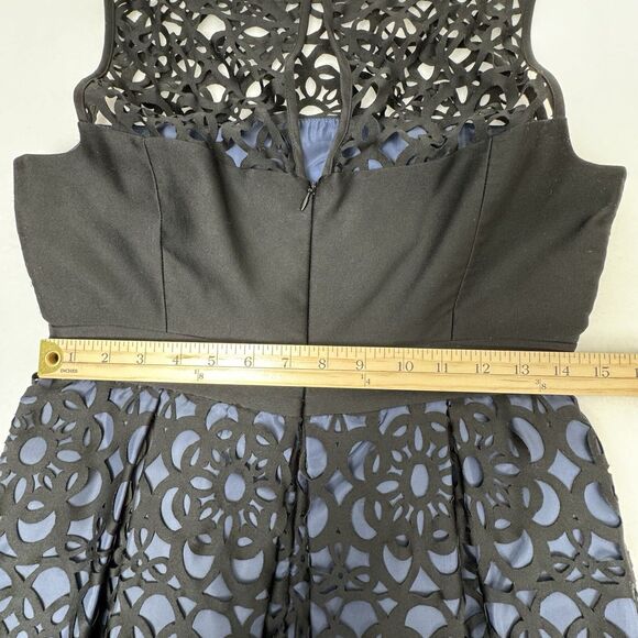 Muse Laser Cut Dress Sz 8 Black Navy Eyelet Party Cocktail Formal Wedding Lace - Picture 13 of 15